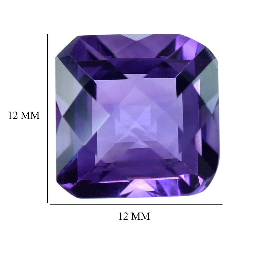 AFRICAN AMETHYST CHECKER CUT SQUARE/OCTAGON 12MM 7.65 Cts.