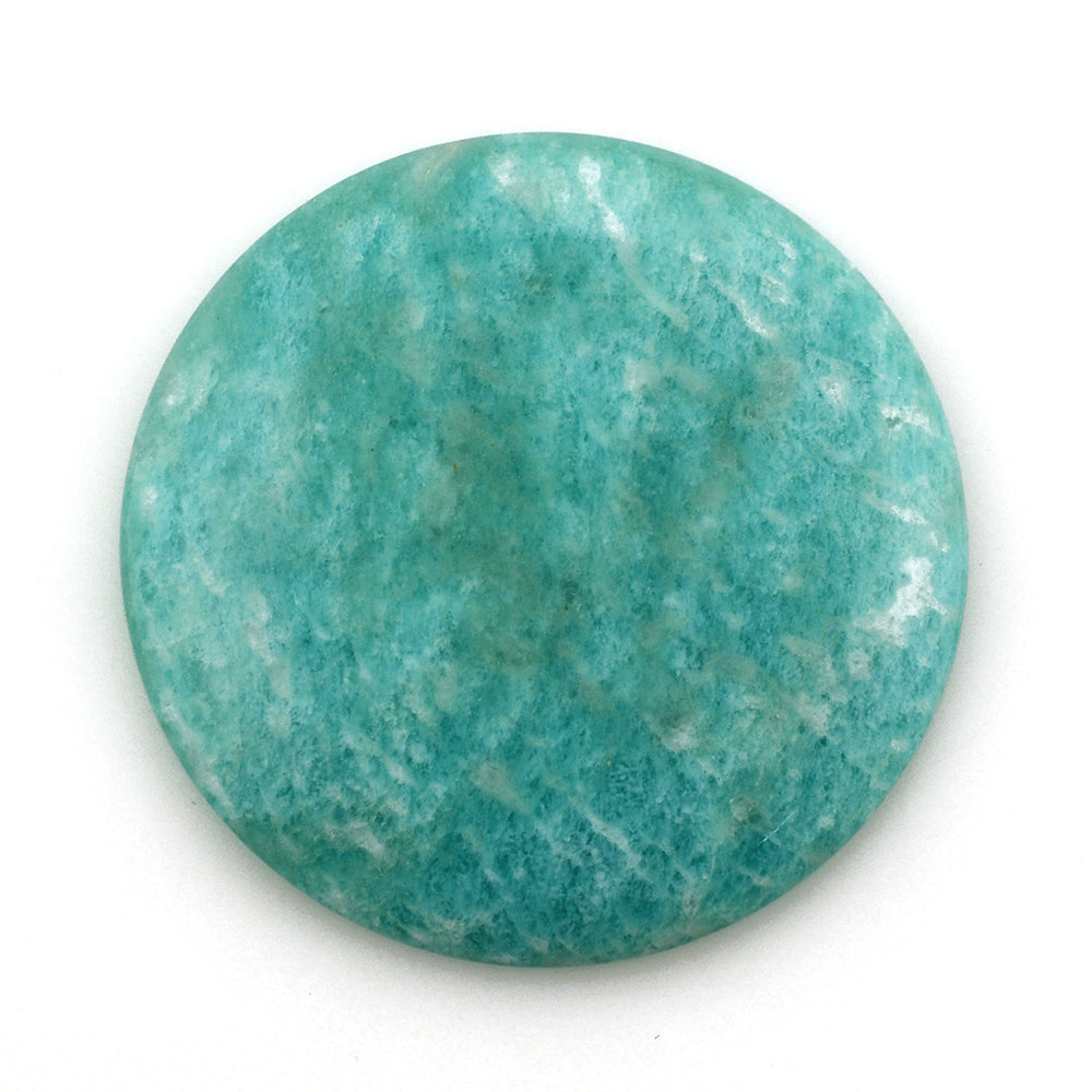 BLUE AMAZONITE ROUND CAB 36MM 45.00 Cts.