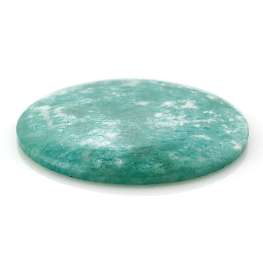 BLUE AMAZONITE ROUND CAB 36MM 45.00 Cts.