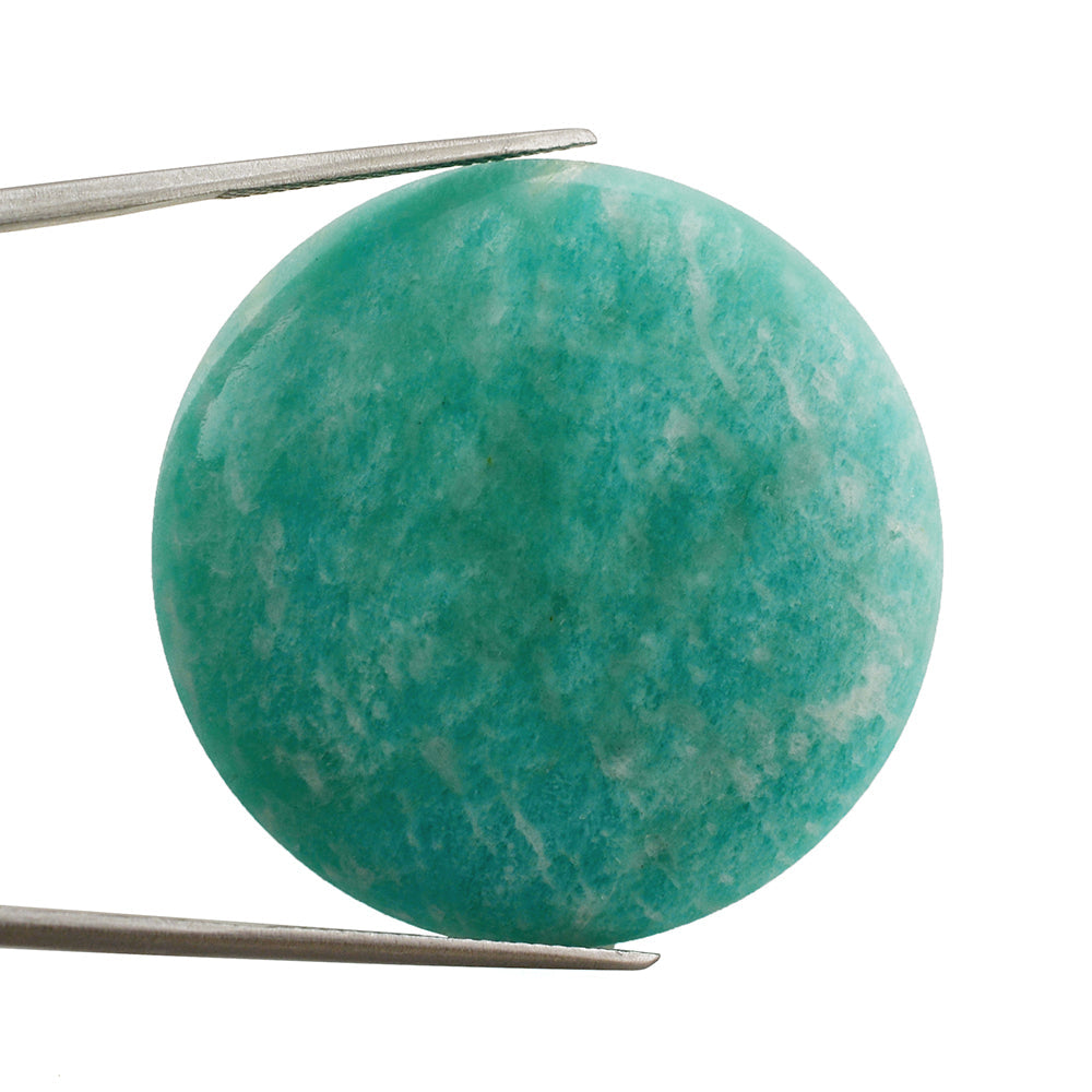 BLUE AMAZONITE ROUND CAB 36MM 45.00 Cts.