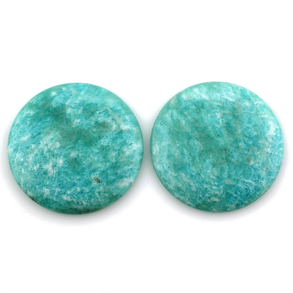 BLUE AMAZONITE ROUND CAB 36MM 45.00 Cts.