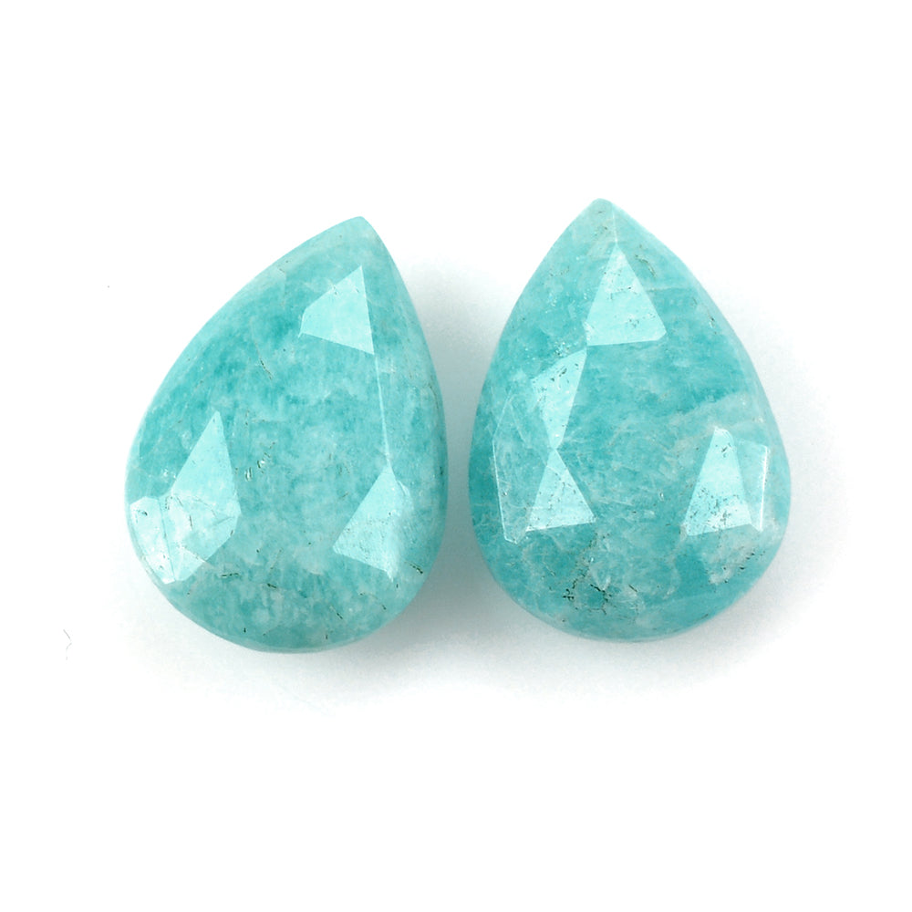 BLUE AMAZONITE ROSE CUT BRIOLETTE PEAR 14X10MM 4.58 Cts.