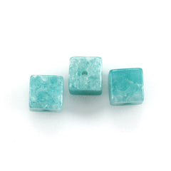 BLUE AMAZONITE PLAIN CUBE (FULL DRILL 0.60MM) (AAA/CLEAN) 4MM 0.91Cts.