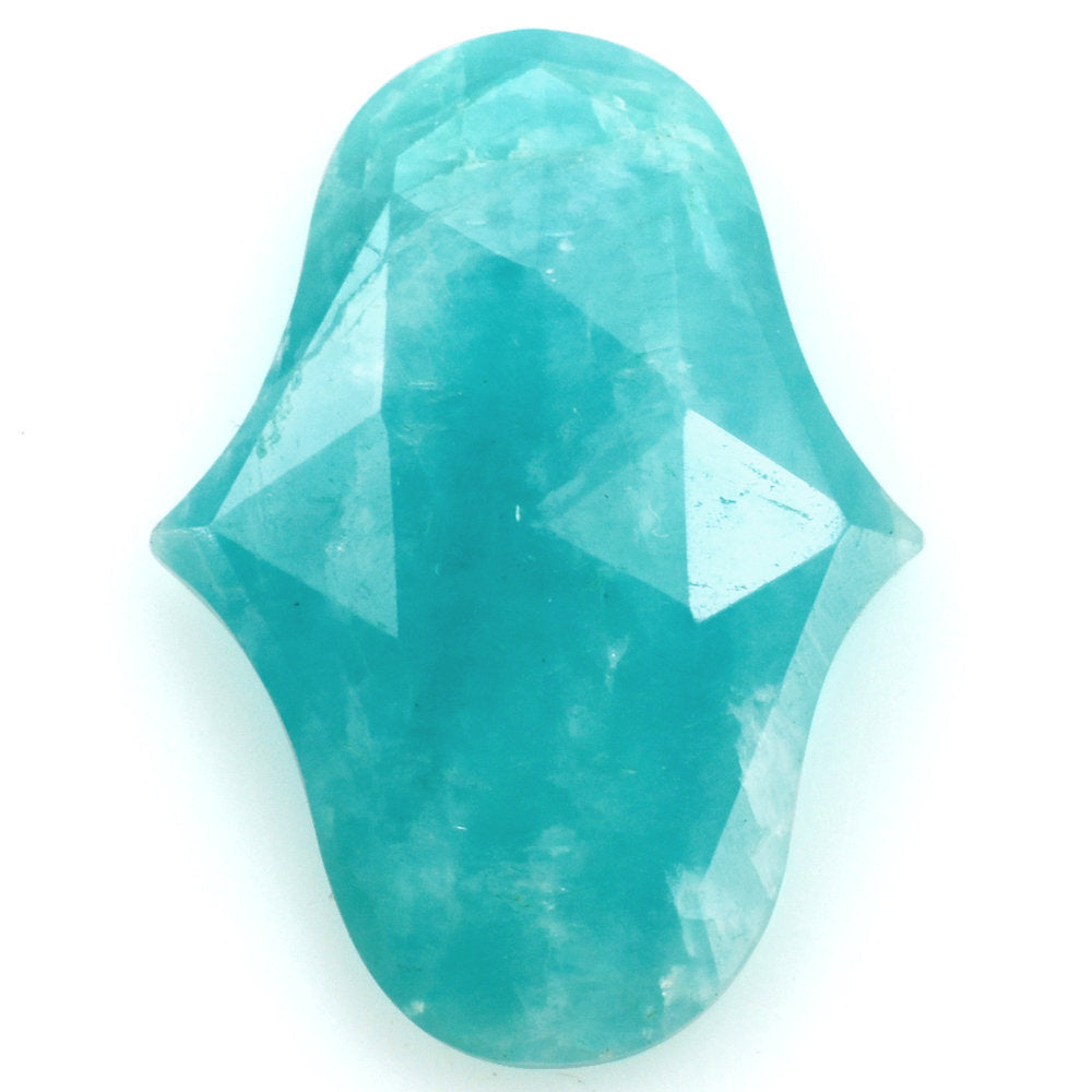 BLUE AMAZONITE ROSE CUT FANCY SHAPE CAB 22X16MM 7.78 Cts.