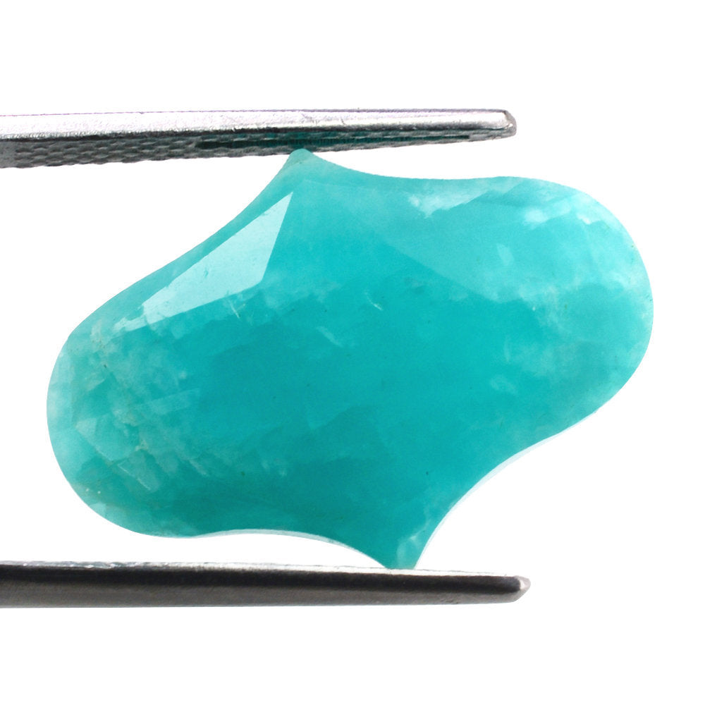 BLUE AMAZONITE ROSE CUT FANCY SHAPE CAB 22X16MM 7.78 Cts.