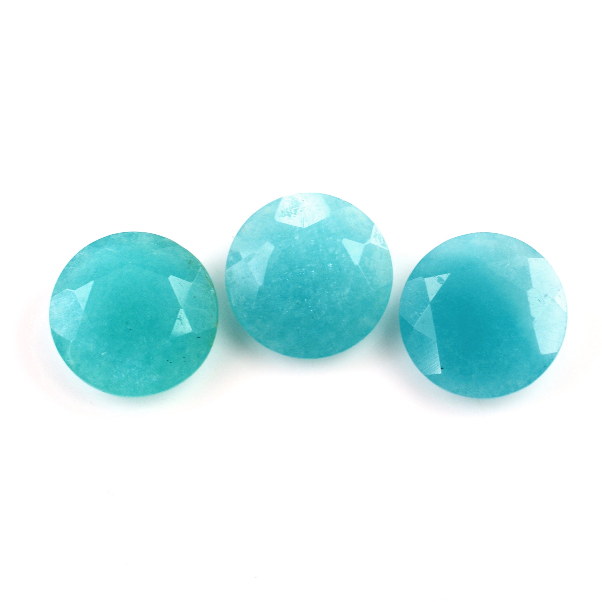 BLUE AMAZONITE ONE SIDE TABLE CUT & ONE SIDE ROSE CUT ROUND 10MM 2.31 Cts.