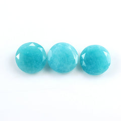 BLUE AMAZONITE ONE SIDE ROSE CUT & ONE SIDE TABLE CUT ROUND 10MM 2.21 Cts.