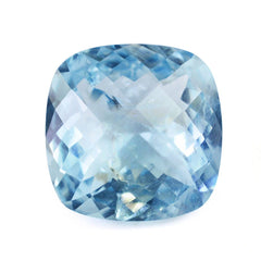 AQUAMARINE CHECKER CUT CUSHION (A+/HI) 12MM 5.65 Cts.