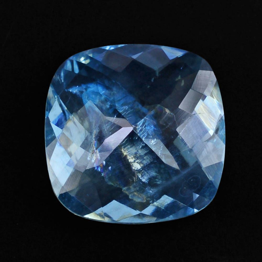 AQUAMARINE CHECKER CUT CUSHION (A+/HI) 12MM 5.65 Cts.