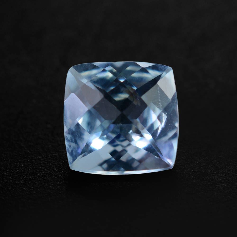 AQUAMARINE CHECKER CUT CUSHION (A+/HI) 6MM 0.85 Cts.