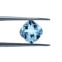 AQUAMARINE CHECKER CUT CUSHION (A+++) 7MM 1.15 Cts.