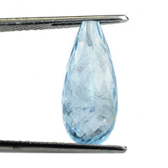 AQUAMARINE CUT FACETED FULLY DROPS (HALF DRILL 0.80MM) (A+++/HI) 18X8MM 8.10 Cts.