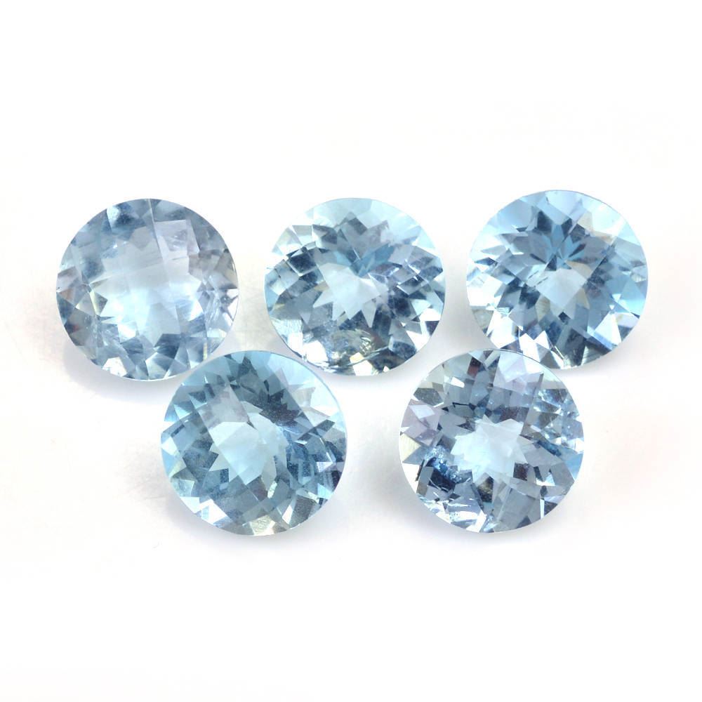 AQUAMARINE CHECKER CUT ROUND (A++/SI) 8MM 1.68 Cts.