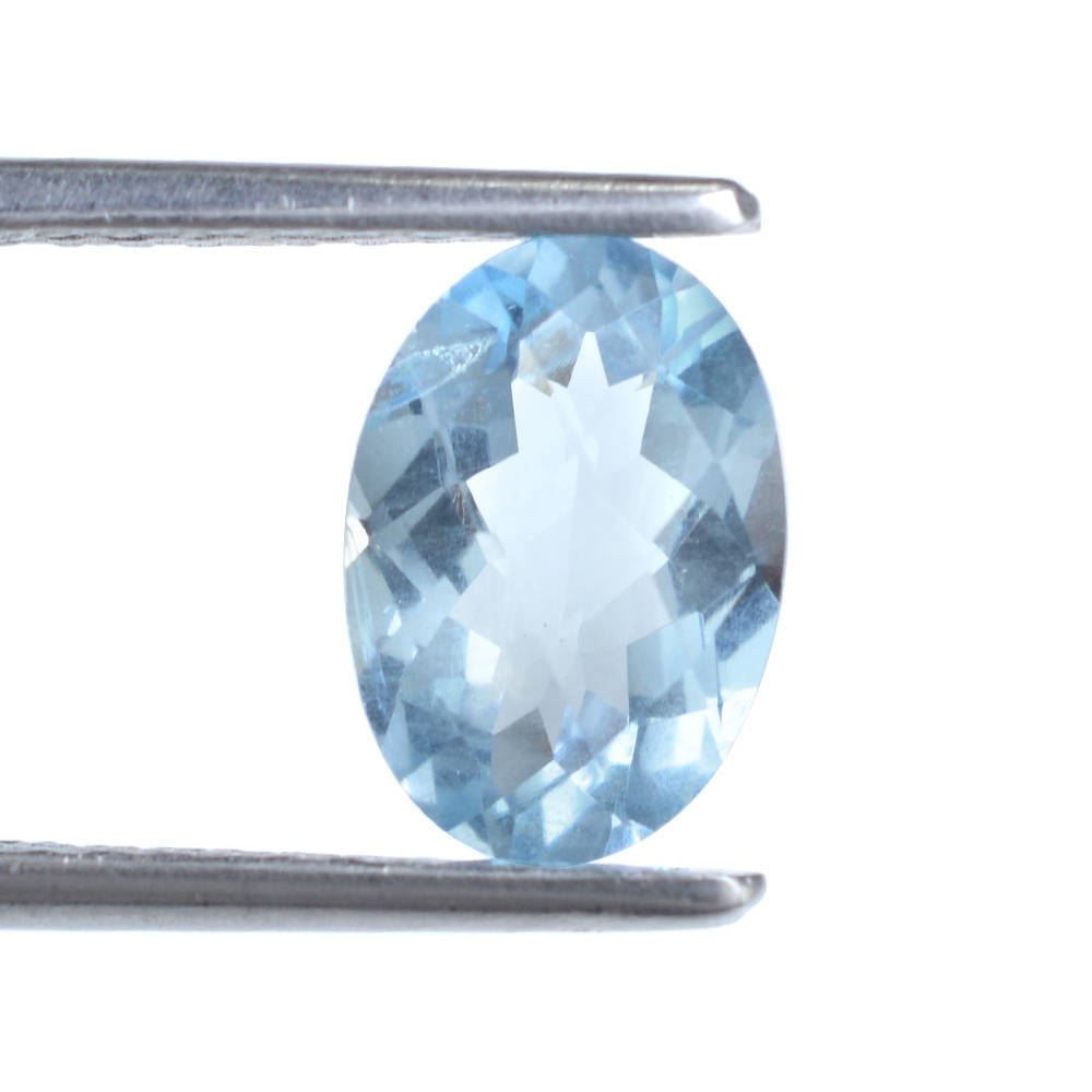 AQUAMARINE CHECKER CUT OVAL (A++) 10X7MM 1.85 Cts.