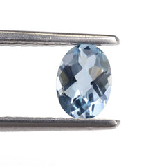 AQUAMARINE CHECKER CUT OVAL (A++) 7X5MM 0.68 Cts.