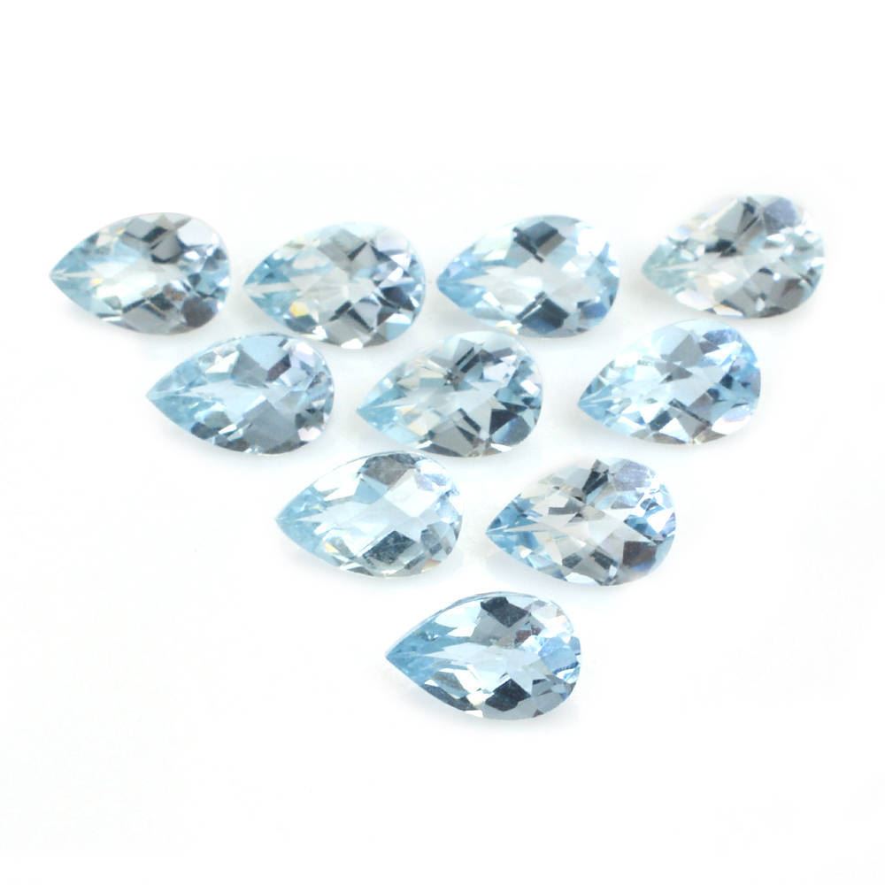 AQUAMARINE CHECKER CUT PEAR (A++) 6X4MM 1.19 Cts.