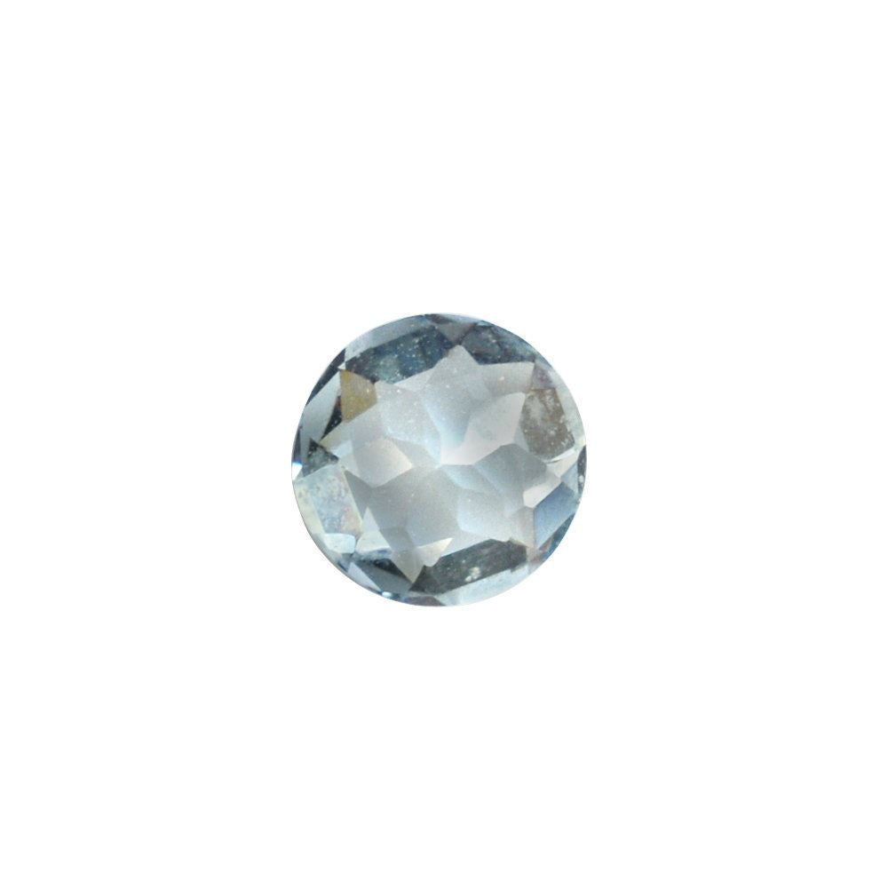 AQUAMARINE CHECKER CUT ROUND (A+) 4MM 0.26 Cts.