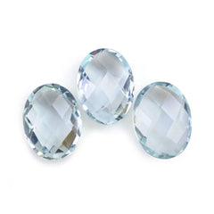 AQUAMARINE CHECKER CUT BRIOLETTE OVAL (A) 8X6MM 1.14 Cts.