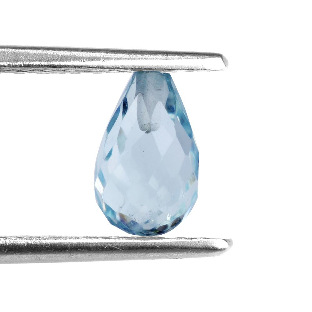 AQUAMARINE FACETED DROPS (HALF DRILL 0.80MM) (A/SI) 8X5MM 1.45 Cts.