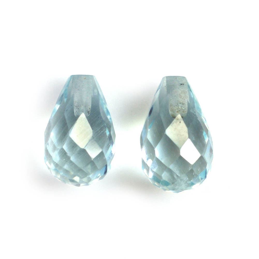 AQUAMARINE FACETED DROPS (HALF DRILL 0.80MM) (A/SI) 8X5MM 1.45 Cts.