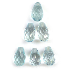 AQUAMARINE FACETED DROP (HALF DRILL 0.70MM) (A/HI) 8X5MM 1.41 Cts.