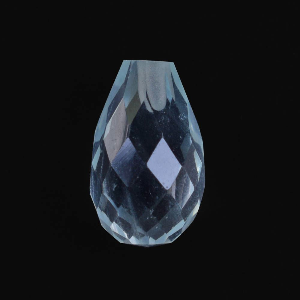 AQUAMARINE FACETED DROP (HALF DRILL 0.70MM) (A/HI) 8X5MM 1.41 Cts.