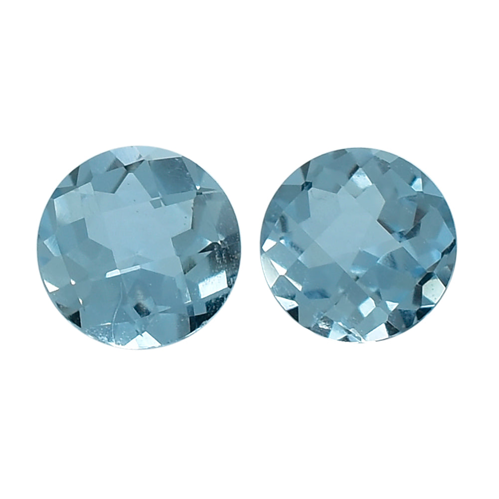 AQUAMARINE CHECKER CUT ROUND (A++) 4MM 0.25 Cts.