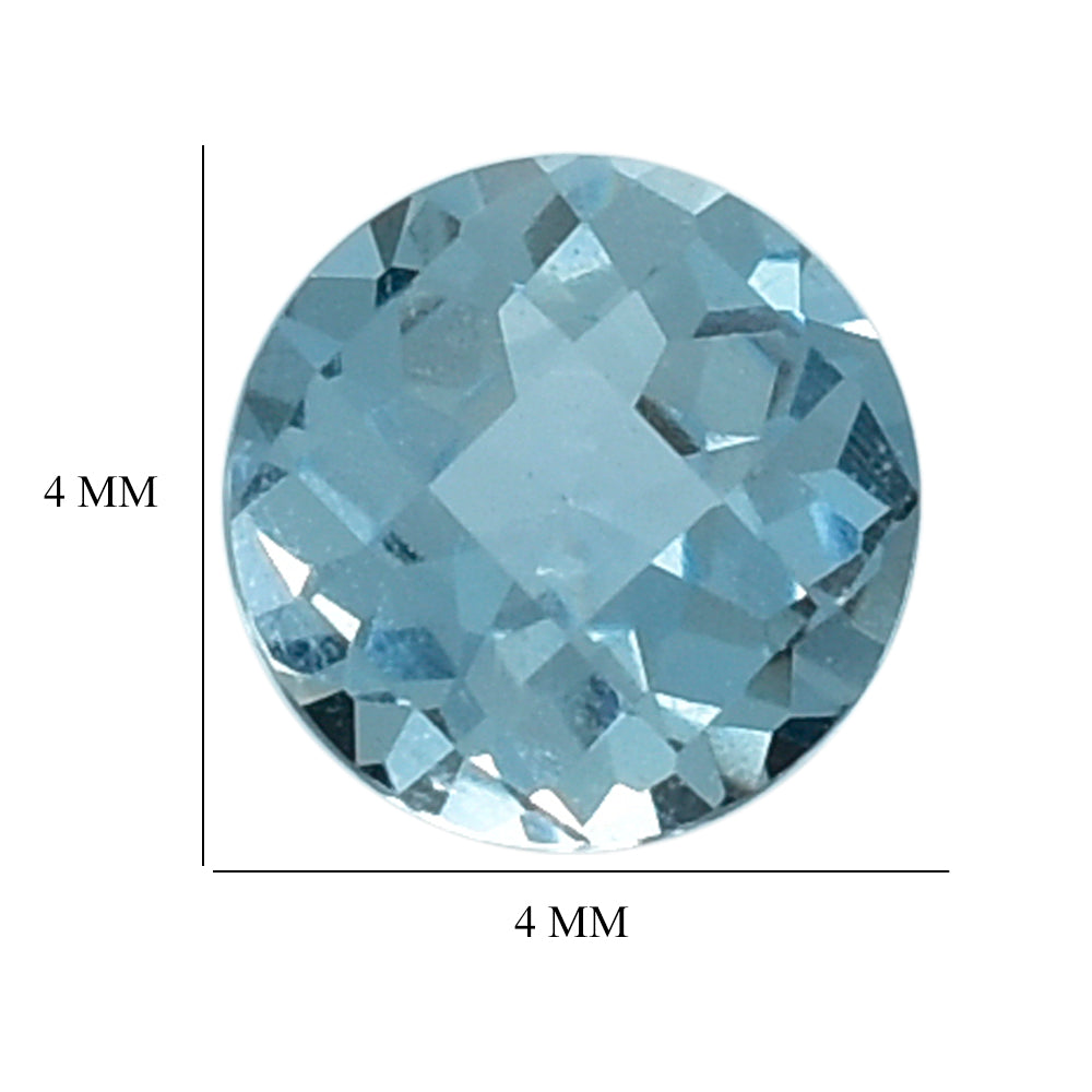 AQUAMARINE CHECKER CUT ROUND (A++) 4MM 0.25 Cts.