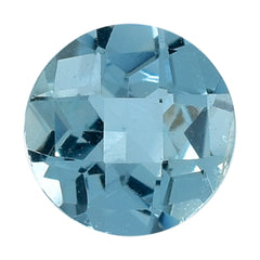 AQUAMARINE CHECKER CUT ROUND (A++) 6MM 0.78 Cts.