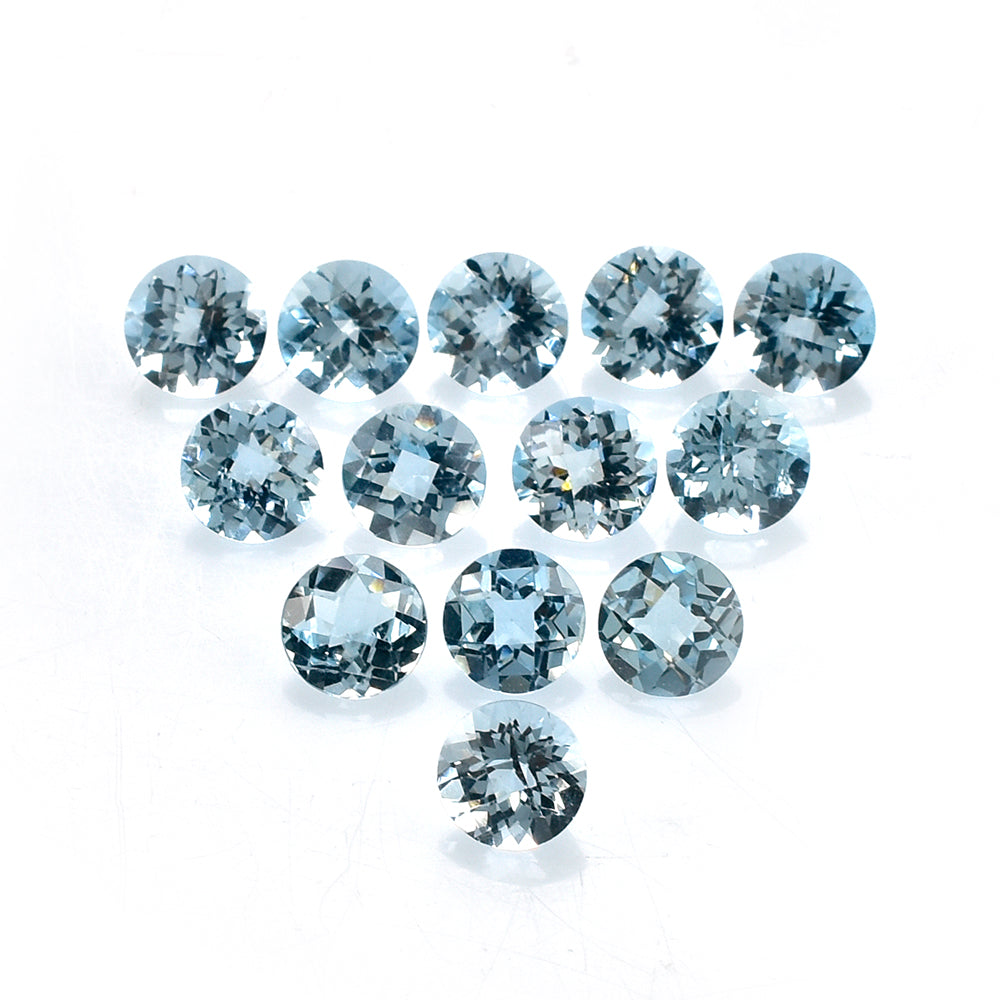 AQUAMARINE CHECKER CUT ROUND (A++) 6MM 0.78 Cts.