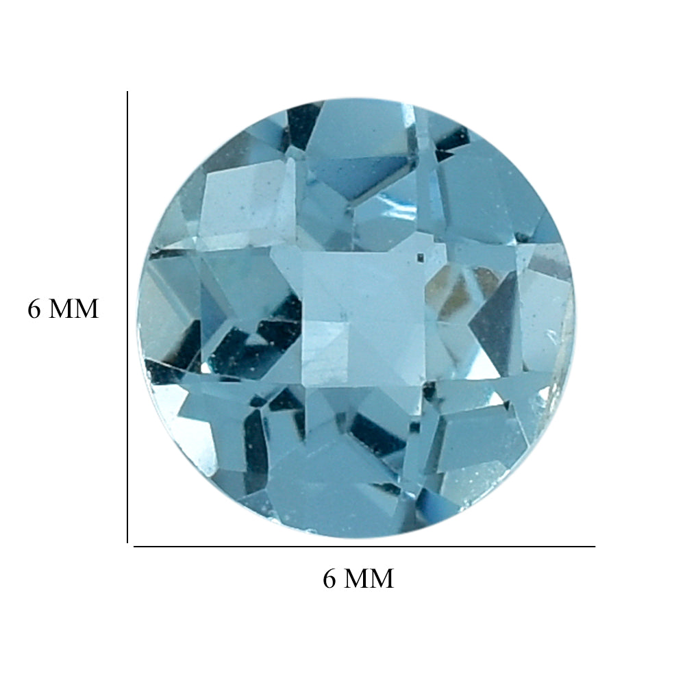 AQUAMARINE CHECKER CUT ROUND (A++) 6MM 0.78 Cts.