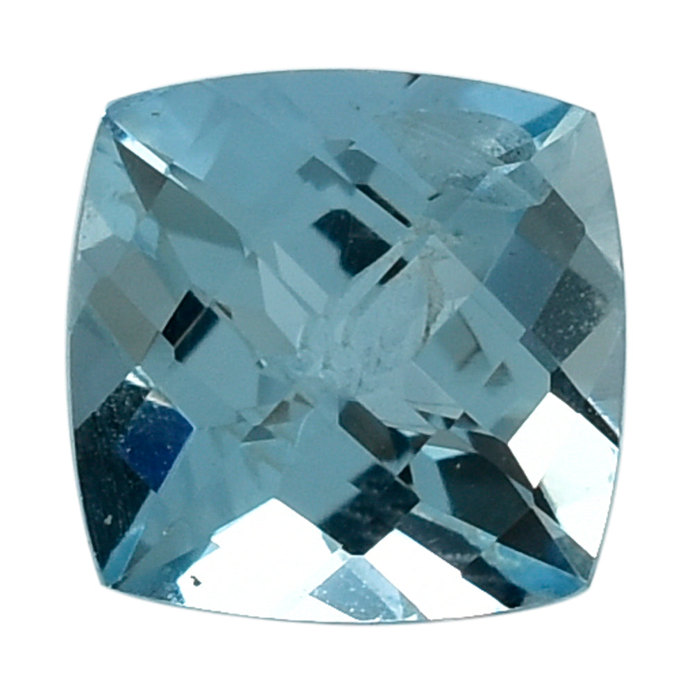 AQUAMARINE CHECKER ANTIC CUT CUSHION (A++) 6MM 0.95 Cts.