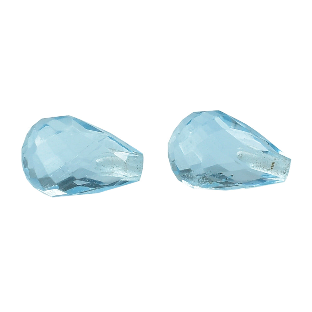 AQUAMARINE FACETED DROP'S (A++) (SI) (HALF DRILL) 6X4MM 0.62 Cts.