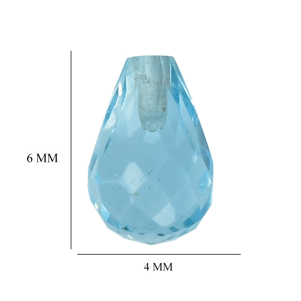 AQUAMARINE FACETED DROP'S (A++) (SI) (HALF DRILL) 6X4MM 0.62 Cts.