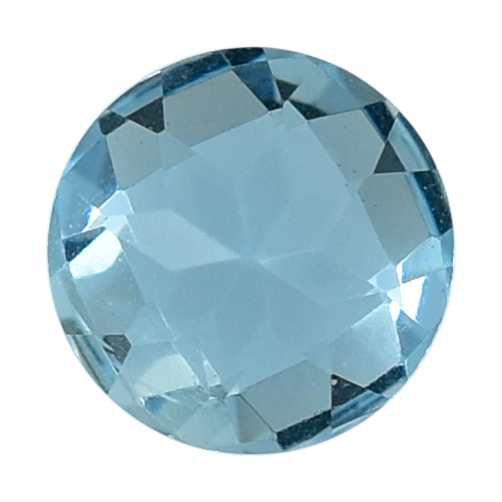 AQUAMARINE CHECKER CUT ROUND (A++) (SI) 6MM 0.73 Cts.