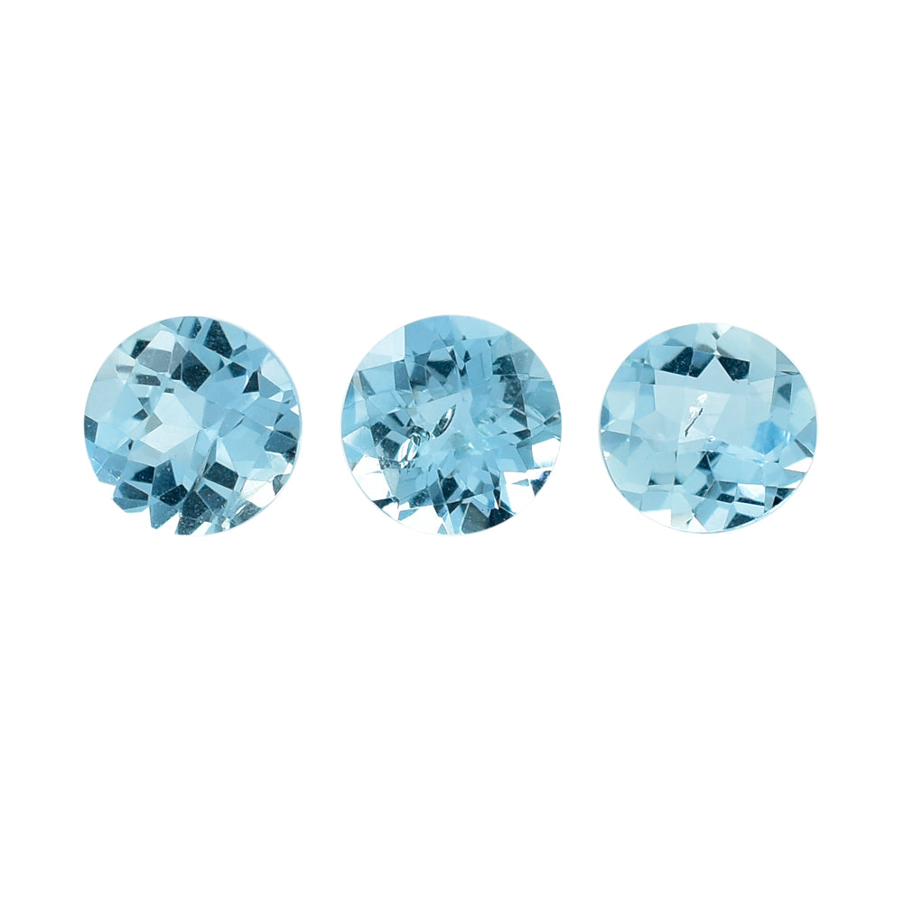 AQUAMARINE CHECKER CUT ROUND (A++) (SI) 6MM 0.73 Cts.