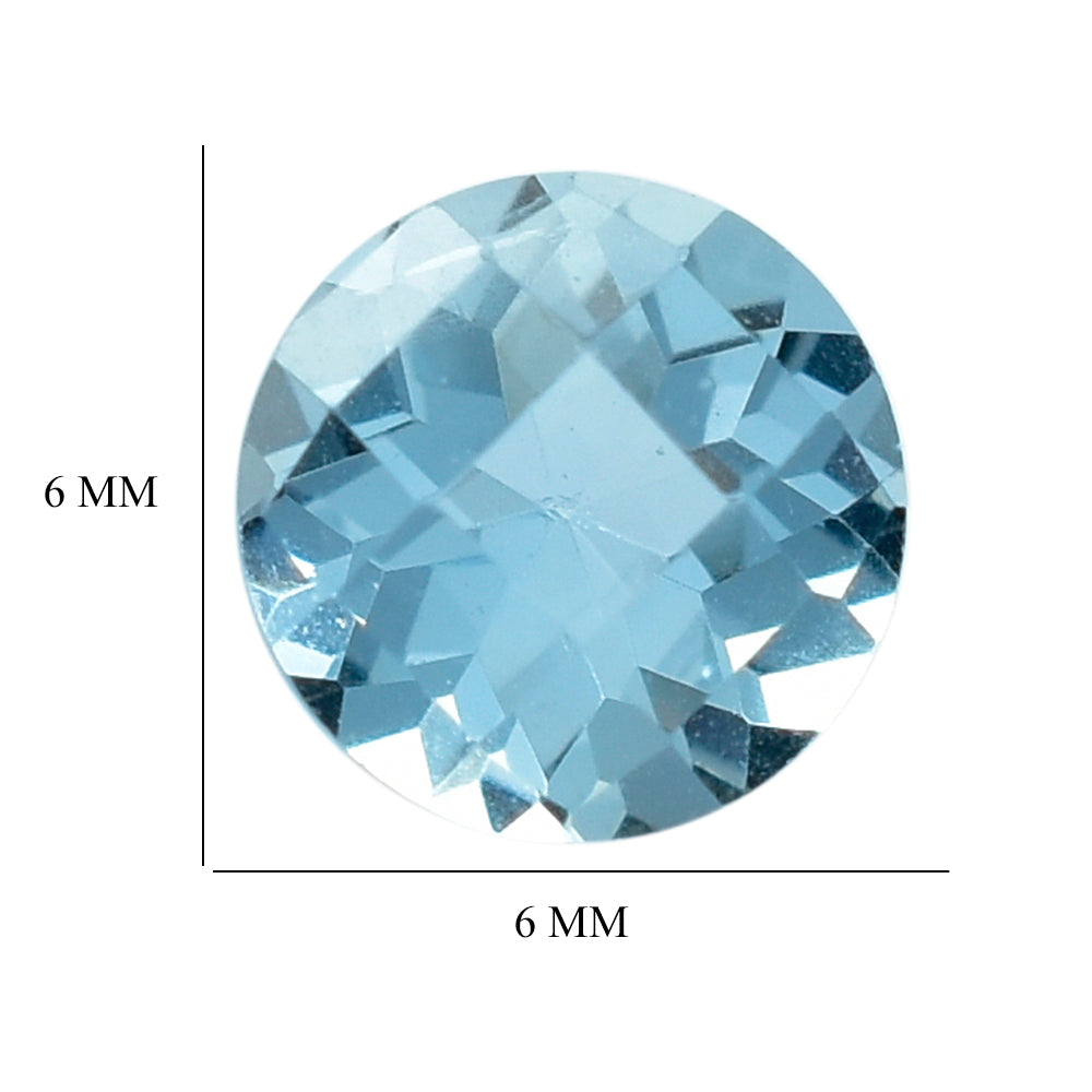 AQUAMARINE CHECKER CUT ROUND (A++) (SI) 6MM 0.73 Cts.