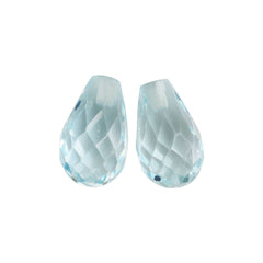 AQUAMARINE FACETED DROPS (A+) (HALF DRILL 0.70MM) 9X6MM 1.38 Cts.