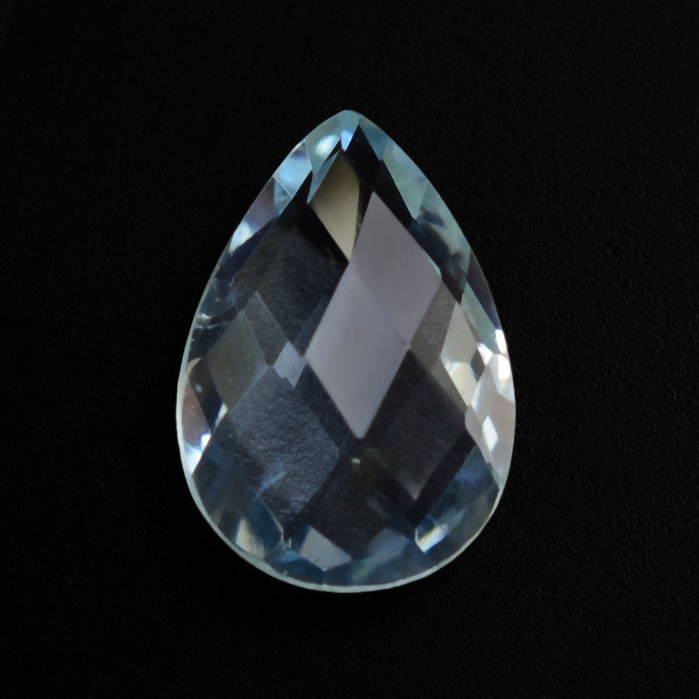 AQUAMARINE CHECKER CUT BRIOLETTE PEAR (A+) 12X8MM 2.60 Cts.