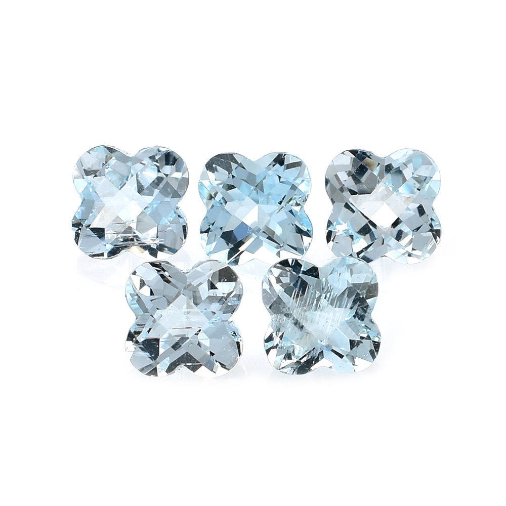 AQUAMARINE CHECKER CUT FLOWER (CLOVER) (A/SI) 6.00MM 1.01 Cts.