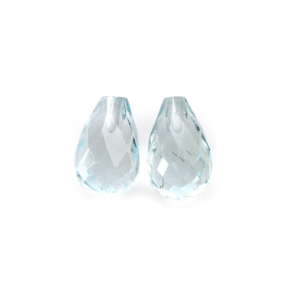 AQUAMARINE FACETED DROPS (HALF DRILL) (B/SI) 8X5MM 1.30 Cts.