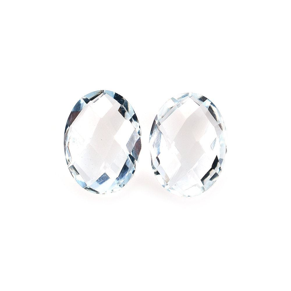 AQUAMARINE CHECKER CUT BRIOLETTE OVAL (C/CLEAN) 8X6MM 1.15 Cts.