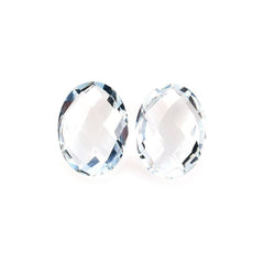 AQUAMARINE CHECKER CUT BRIOLETTE OVAL (C/CLEAN) 8X6MM 1.15 Cts.