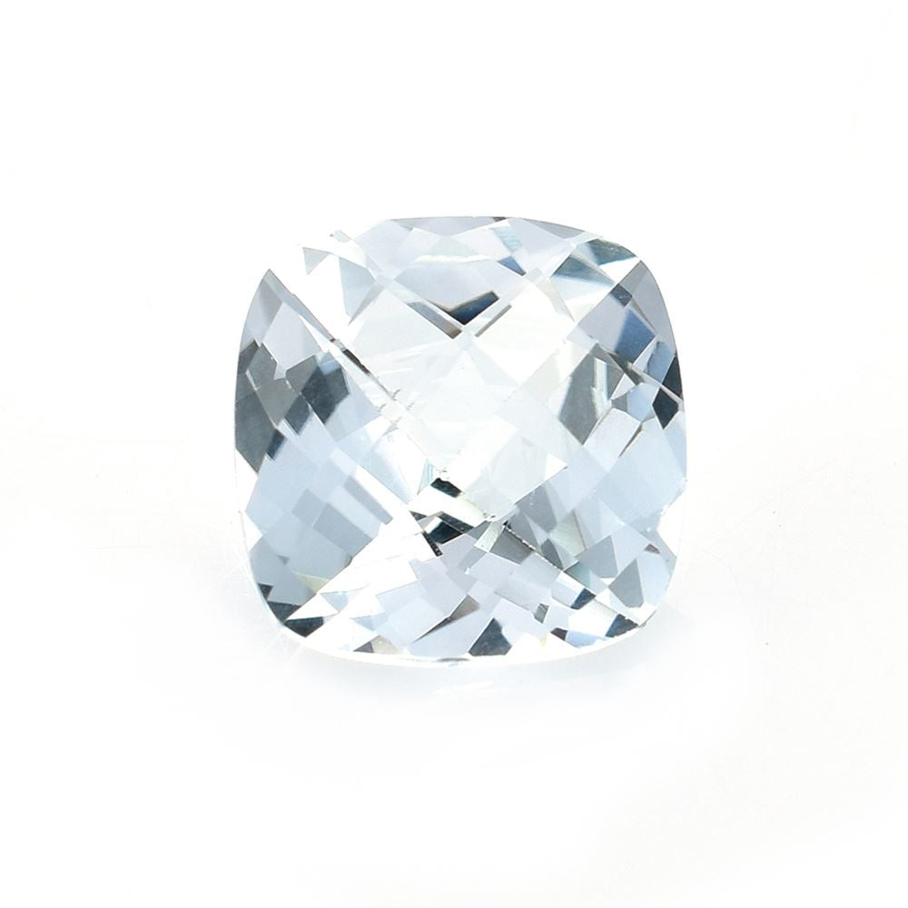 AQUAMARINE CHECKER CUT CUSHION (B/CLEAN) 10.00X10.00 MM 4.32 Cts.