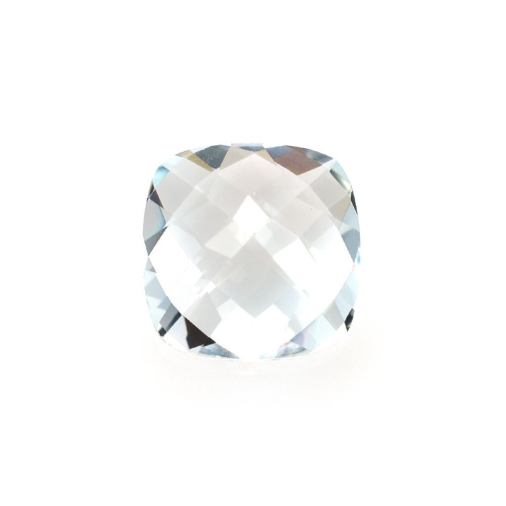 AQUAMARINE CHECKER CUT CUSHION (B/CLEAN) 10.00X10.00 MM 4.32 Cts.