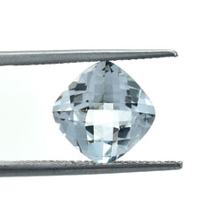 AQUAMARINE CHECKER CUT CUSHION (B/CLEAN) 10.00X10.00 MM 4.32 Cts.