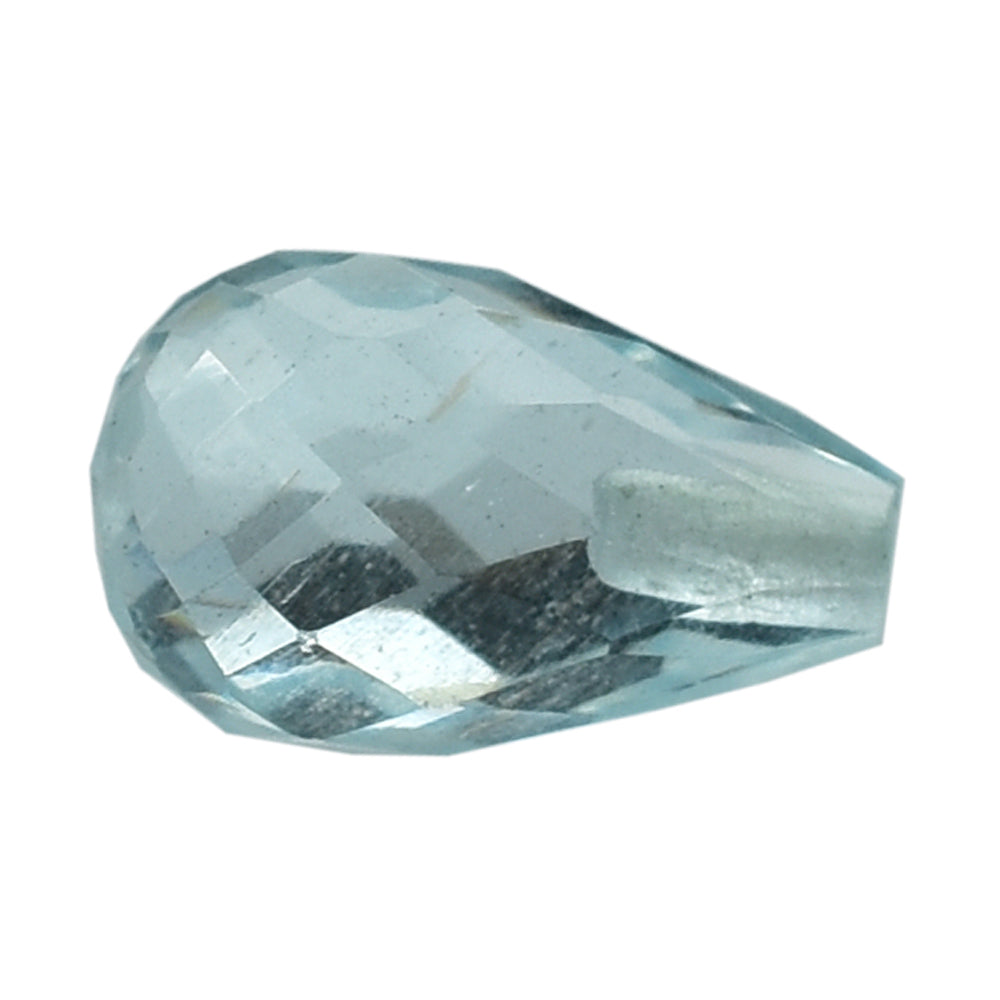 AQUAMARINE FACETED DROPS (HALF DRILL 0.80MM) (A+/SI) 8X5MM 1.35 Cts.