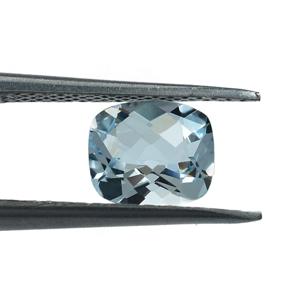 AQUAMARINE CHECKER CUT CUSHION 8X6MM 1.05 Cts.