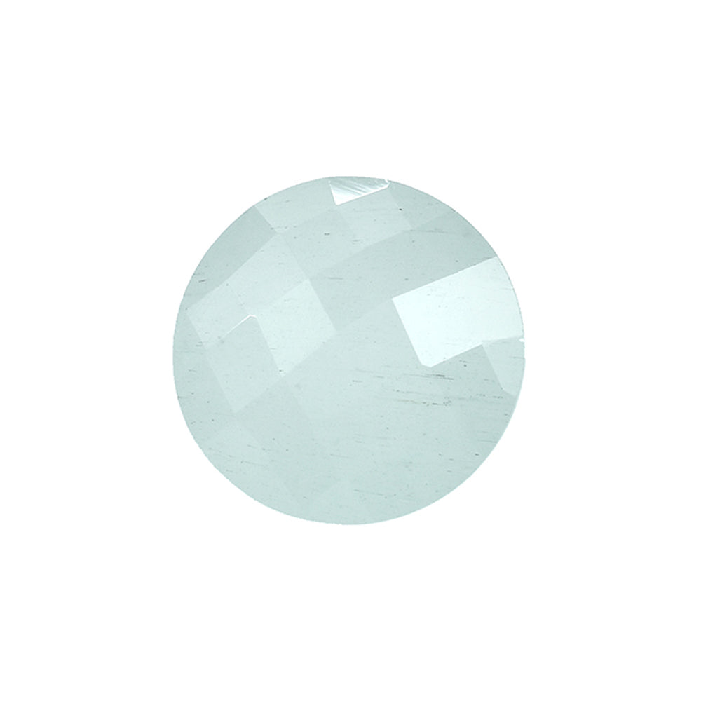 MILKY AQUAMARINE CHECKER CUT ROUND 10MM 3.21 Cts.