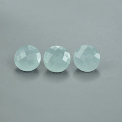 MILKY AQUAMARINE CHECKER CUT ROUND 10MM 3.21 Cts.